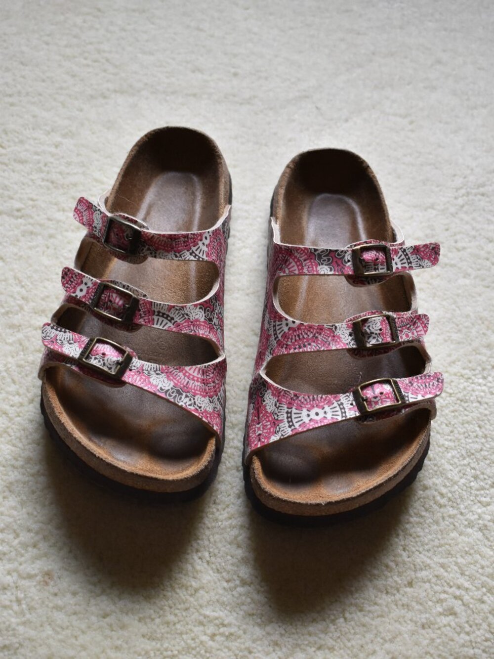 Papillio by Birkenstock Florida Size 38 Pink & Brown Design